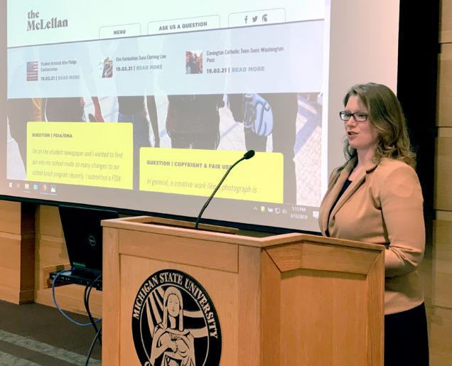 Michigan State University College of Law Student Caitlin McBride talks about the McLellan Free Speech Online Library, a free resource where teenagers can get information and ask questions about the First Amendment. McBride, a former student journalist at Fenton High School, is the site's director of content.