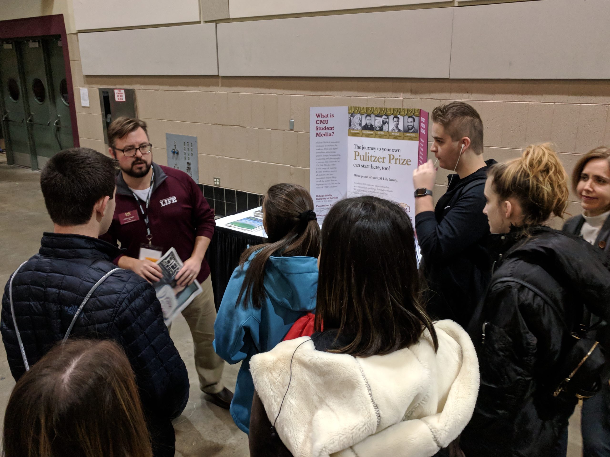 Students talk to college representatives at the MIPA fall conference