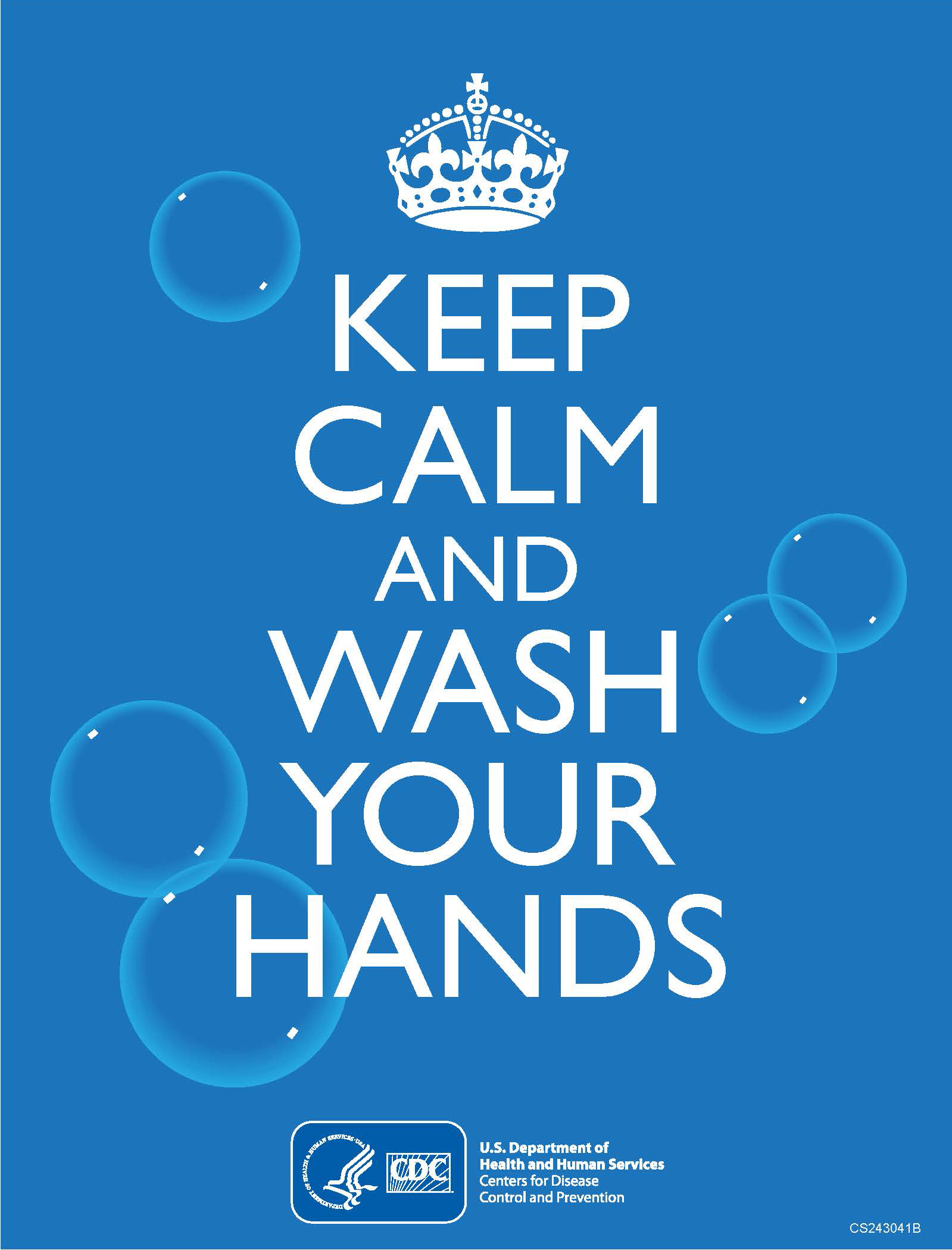 Keep calm and watch your hands poster from the CDC