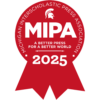 Red MIPA badge with 2025